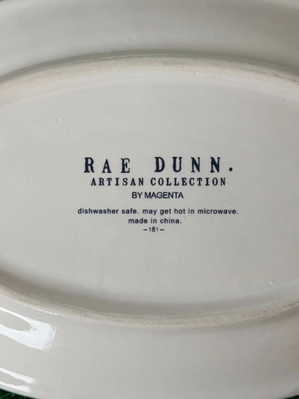Rae Dunn 8” Oval 'GOBBLE' Ceramic Serving Plate White/Black EUC